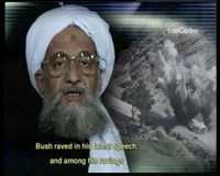 Foto: Ayman al-Zawahri, miembro del liderazgo de Al Qaeda, aparece en un video sin fecha dado a conocer el viernes 16 de febrero en que ridiculiza al presidente estadunidense George W. Bush, y dice que su afirmación de que se privó a la organización fundamentalista de un refugio seguro en Afganistán es una mentira descarada