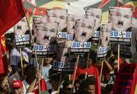 Aspecto de la movilización contra George W. Bush en Sao Paulo, Brasil