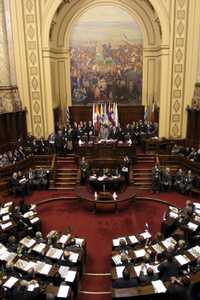 Vista de la sesión de apertura del Parlamento del Mercosur en Montevideo