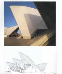 El proyecto original, de Jorn Hutzon de la Opera de Sydney, Australia. Imágenes tomadas del libro de William J.R. Curtis, publicado por el sello Phaidon