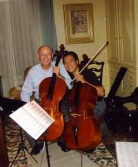 Los chelistas Carlos Prieto y Yo-Yo Ma en la casa del músico mexicano