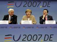 La alemana Angela Merkel, ayer en la conferencia de prensa realizada en Bruselas