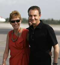 José Luis Rodríguez Zapatero y su esposa, Sonsoles Espinosa, arriban a Cancún