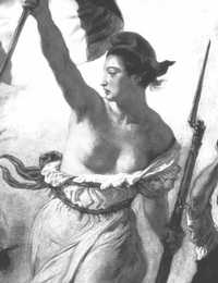 Marianne en La Libertad guiando al pueblo, de Delacroix (detalle)