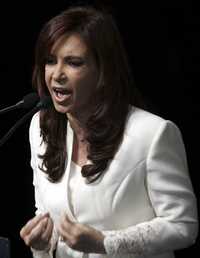 Cristina Fernández de Kirchner durante la presentación de su campaña presidencial