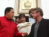 El presidente Hugo Chávez y el actor Sean Penn en el Palacio de Miraflores