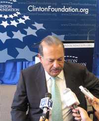 Carlos Slim en entrevista de prensa en Nueva York. Foto de archivo