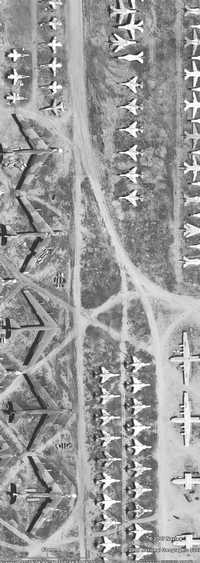 Cementerio de aviones de guerra en Arizona, visto en Google Earth