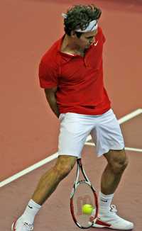 El suizo Federer, durante su participación en la Copa Davis por grupos