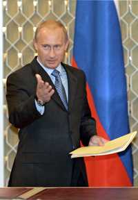 El presidente ruso, Vladimir Putin, el lunes pasado, al anunciar la recomposición de su gabinete