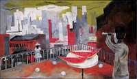 Nueva York desde la terraza, 1937, óleo de Rufino Tamayo incluido en el acervo de 90 obras que se muestran en el museo de la ciudad de México que lleva el nombre del notable artista mexicano