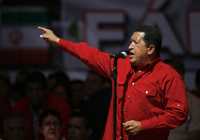 Hugo Chávez, presidente venezolano, durante un discurso ante simpatizantes, ayer en Caracas