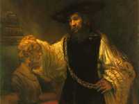 Aristóteles contemplando el busto de Homero (1653) es el título de este cuadro de Rembrandt