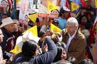 Andrés Manuel López Obrador, durante su gira de ayer por Tepetlixpa