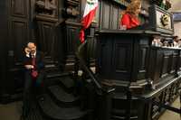 El legislador Gustavo Madero, de Acción Nacional, durante la sesión plenaria de ayer en la Cámara de Senadortes