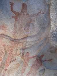 Pintura rupestre en La Almeja, Baja California, captada en 2003