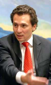 El director para América Latina del Foro Económico Mundial, Emilio Lozoya, en conferencia de prensa en un hotel capitalino
