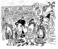 Imagen incluida en el libro El niño Triclinio y la bella Dorotea, de Jorge Ibargüengoitia, ilustrado por Magú, caricaturista de La Jornada
