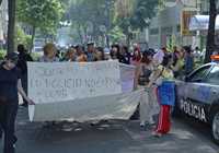 Aspecto de la marcha de sexoservidoras realizada en la Zona Rosa el viernes