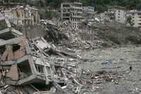 Un vecindario en Beichuán, a unos 160 kilómetros de Wenchuán, lugar del epicentro del terremoto que sacudió el lunes el suroeste de China