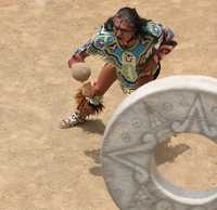 Practicante actual del juego de pelota prehispánico, tradición que se promueve y rescata en Teotihuacán