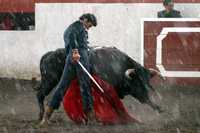 El matador Guillermo Martínez durante la faena que brindó en el festejo campero de la ganadería de Vicencio