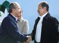 Recibimiento en Michoacán al presidente Felipe Calderón por parte del gobernador Leonel Godoy