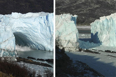 Colapso en glaciar argentino