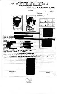 Ficha de uno de los detenidos elaborada por la Dirección Federal de Seguridad en septiembre de 1968. El documento forma parte del archivo acumulado entre 2002 y 2006 por la Fiscalía Especial para Movimientos Políticos y Sociales del Pasado y fue entregado por la PGR a La Jornada en respuesta a una solicitud de información