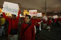 Marcha en el Zócalo en honor de los fallecidos a causa del VIH, el pasado 26 de julio