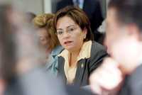 La canciller Patricia Espinosa durante su comparecencia ante comisiones unidas del Senado de la República