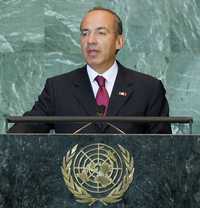 El presidente Felipe Calderón, durante su discurso ante la Asamblea General de la ONU