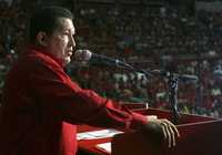 Hugo Chávez, presidente venezolano, al hablar ayer en Caracas durante un mitin del Partido Socialista Unido de Venezuela, que se prepara para el desarrollo de elecciones regionales en noviembre próximo