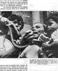 La revista por qué? publicó esta imagen del mitin de mujeres realizado el 30 de septiembre de 1968 frente a la Cámara de Diputados. El pie de foto alude a la matanza del 2 de octubre en Tlatellco