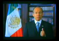 El presidente Felipe Calderón Hinojosa, en imagen captada durante su mensaje televisivo
