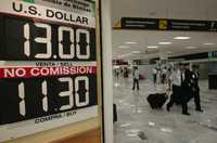 Tipo de cambio del dólar ayer, en el aeropuerto de la ciudad de México