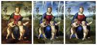 Secuencia del complicado proceso de restauración de la obra La dama del jilguero, del pintor renacentista, que requirió 10 años de intenso trabajo.