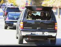Caravana de seguridad del próximo jefe de la Casa Blanca; los custodios vigilan el traslado de Barack Obama de su casa a un gimnasio local