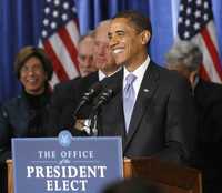 Barack Obama, ayer en Chicago durante su primera conferencia de prensa como presidente electo