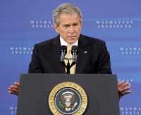 El presidente estadunidense, George W. Bush, ayer durante el discurso que pronunció en Nueva York