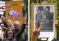 Miles de empleados públicos se manifestaron frente al Congreso en Valparaíso, Chile, para exigir incremento salarial de 14.5 por ciento, luego que el gobierno de Michelle Bachelet envió a los legisladores su "última propuesta" de 10 por ciento de aumento, para su aprobación