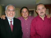 El senador Carlos Jiménez Macías, José Luis Romero Calzada y Juan Carlos Machinena Morales, precandidatos del Partido Revolucionario Institucional a la gubernatura de San Luis Potosí
