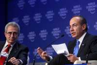 Ernesto Zedillo y Felipe Calderón, el viernes pasado en Davos, Suiza